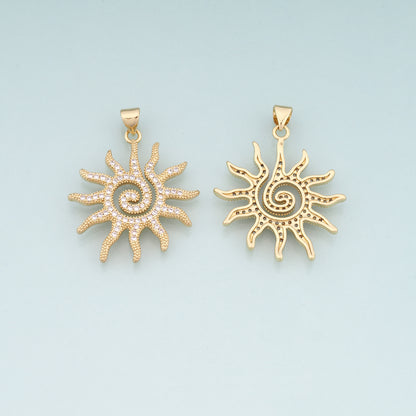 Gold Sun Charms,18K Gold Filled Sun Pendant,Celestial Charm Bracelet Necklace for DIY Jewelry Making Supply