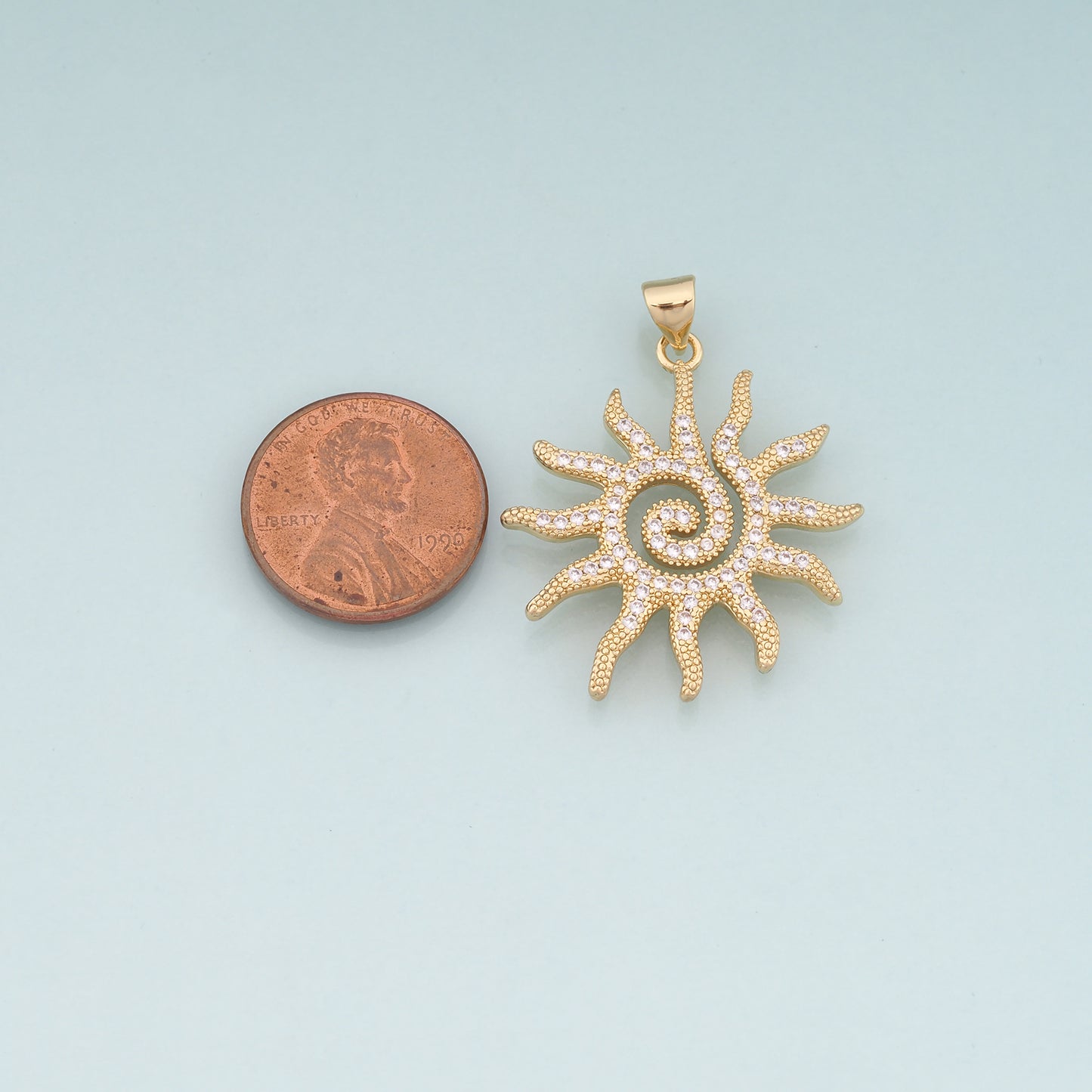 Gold Sun Charms,18K Gold Filled Sun Pendant,Celestial Charm Bracelet Necklace for DIY Jewelry Making Supply