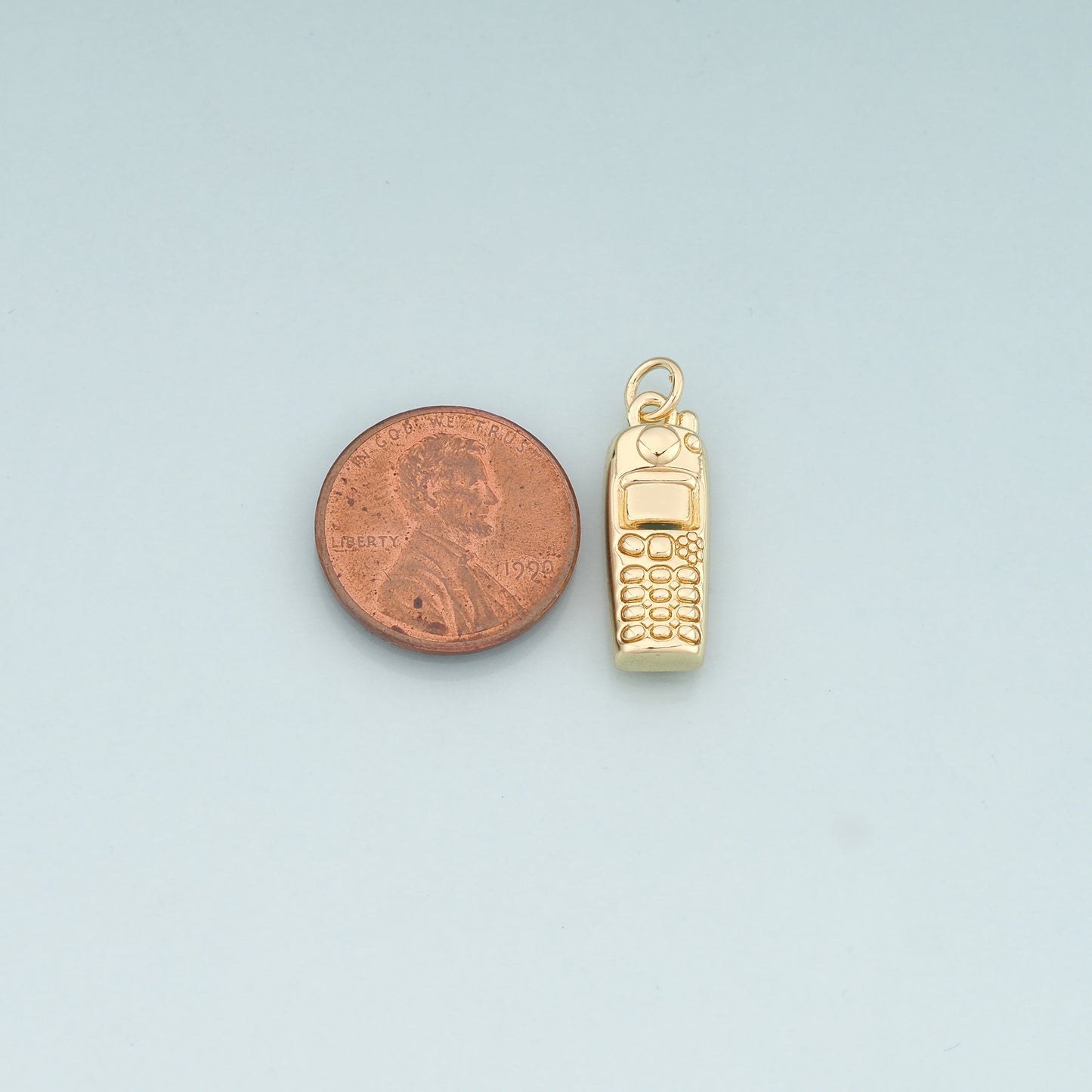 18K Gold Filled Telephone Pendant,Dainty Telephone Charm Bracelet Necklace for DIY Jewelry Making Supply