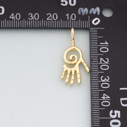 18K Gold Filled Hand Pendant,Hand Charm Bracelet Necklace for DIY Jewelry Making Supply