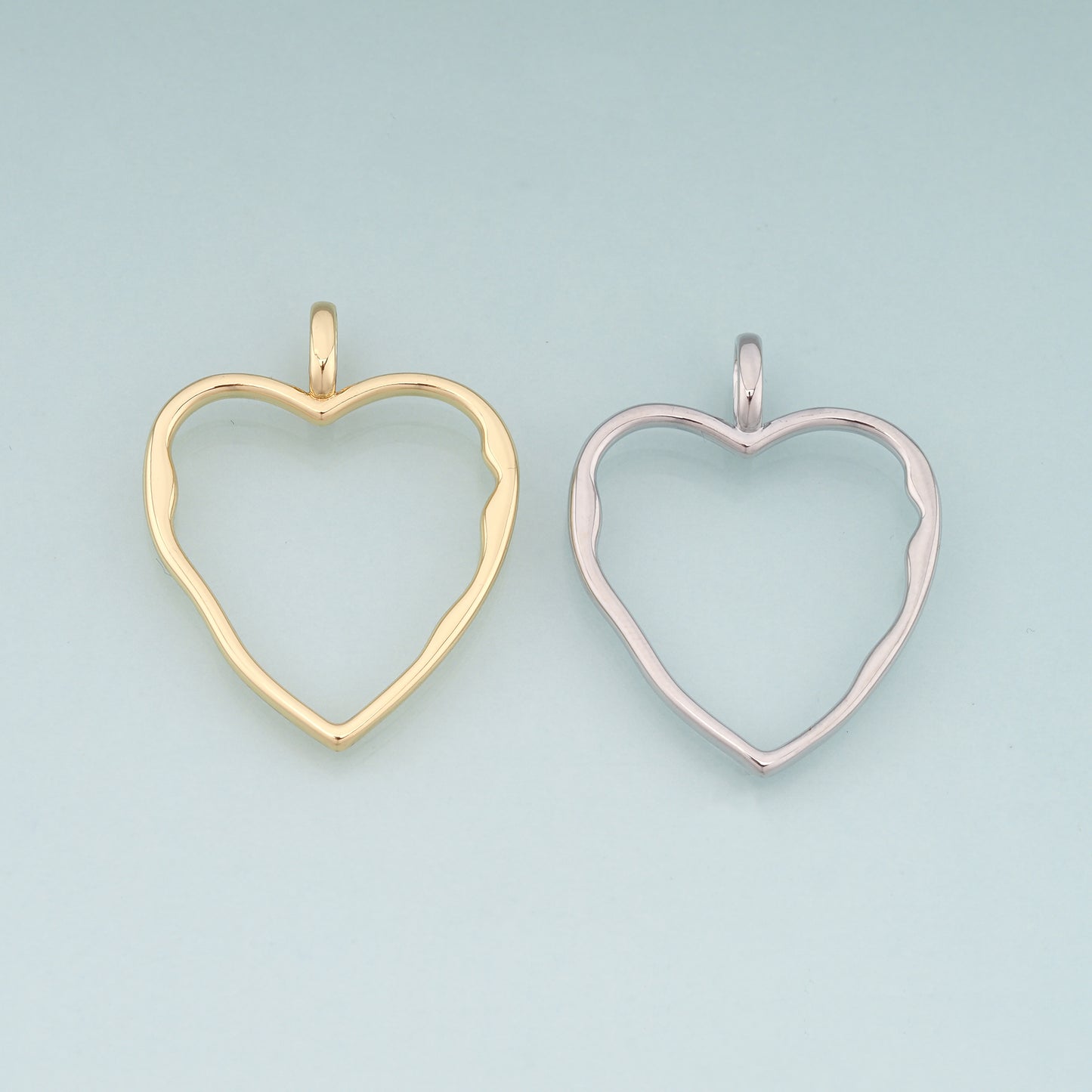 18K Gold Filled Heart Pendant,Heart Charm Bracelet Necklace for DIY Jewelry Making Supply