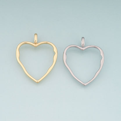 18K Gold Filled Heart Pendant,Heart Charm Bracelet Necklace for DIY Jewelry Making Supply