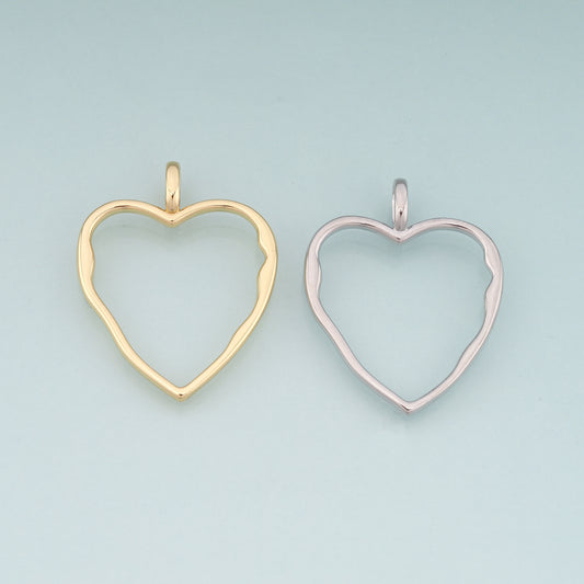18K Gold Filled Heart Pendant,Heart Charm Bracelet Necklace for DIY Jewelry Making Supply