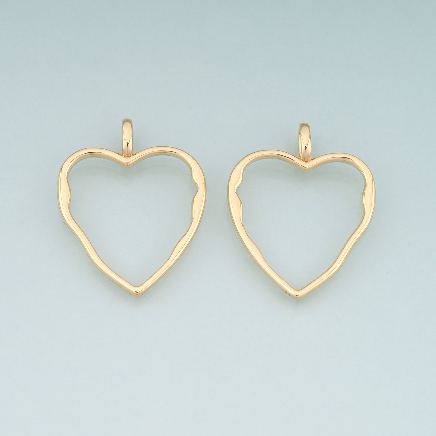 18K Gold Filled Heart Pendant,Heart Charm Bracelet Necklace for DIY Jewelry Making Supply