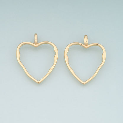 18K Gold Filled Heart Pendant,Heart Charm Bracelet Necklace for DIY Jewelry Making Supply
