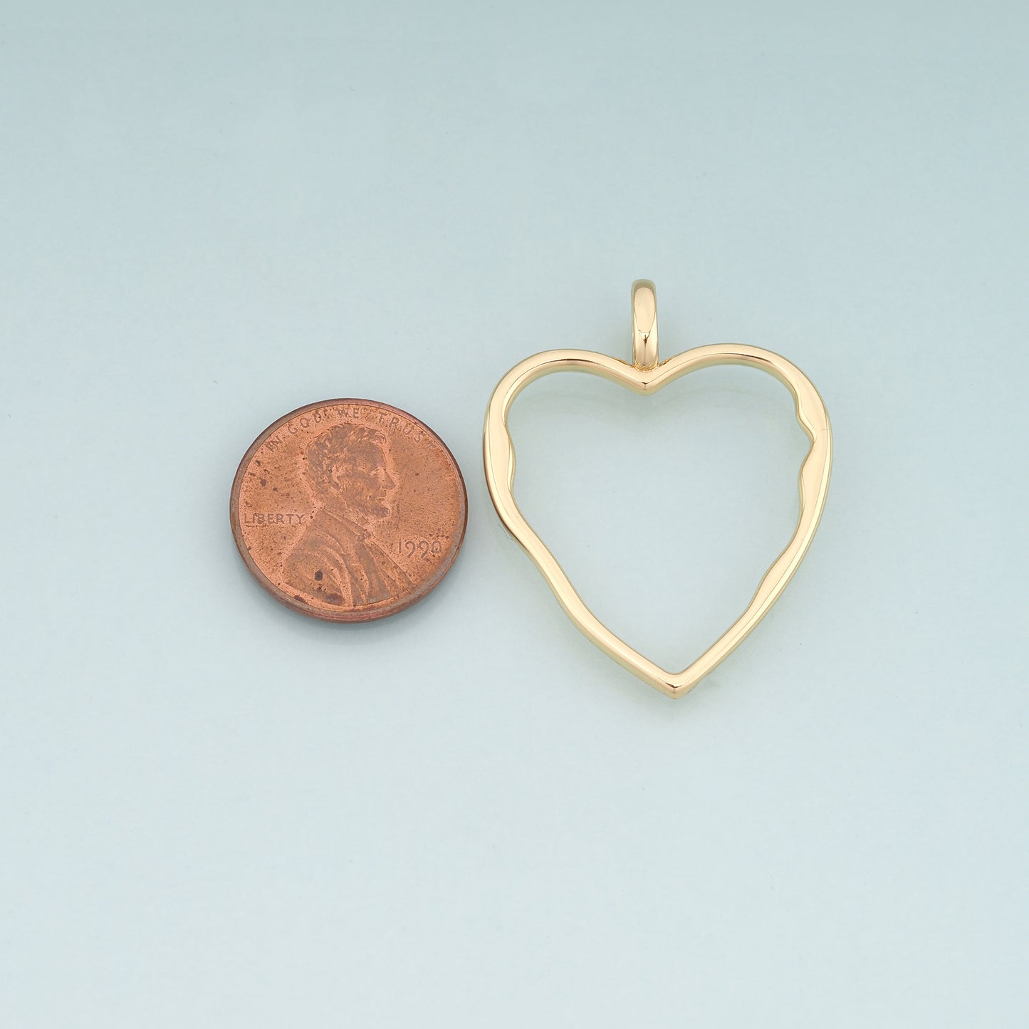 18K Gold Filled Heart Pendant,Heart Charm Bracelet Necklace for DIY Jewelry Making Supply