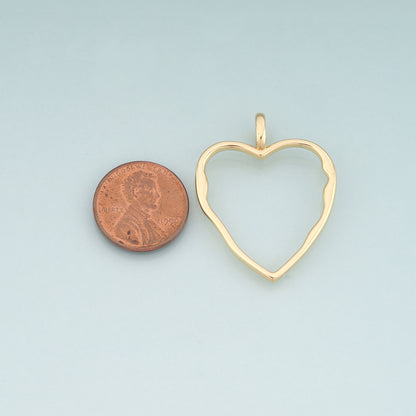 18K Gold Filled Heart Pendant,Heart Charm Bracelet Necklace for DIY Jewelry Making Supply