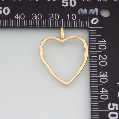 18K Gold Filled Heart Pendant,Heart Charm Bracelet Necklace for DIY Jewelry Making Supply