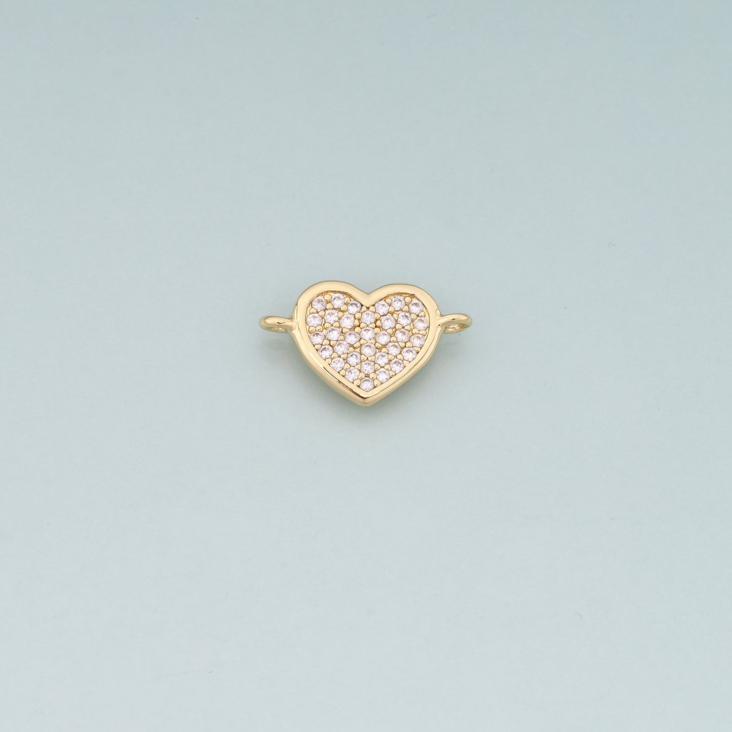 Gold heart Connector,18K Gold Filled Heart Pendant,CZ Heart Charm Bracelet Necklace for DIY Jewelry Making Supply