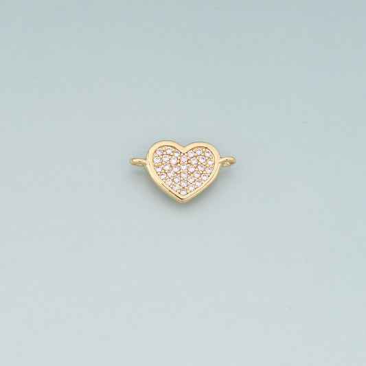 Gold heart Connector,18K Gold Filled Heart Pendant,CZ Heart Charm Bracelet Necklace for DIY Jewelry Making Supply