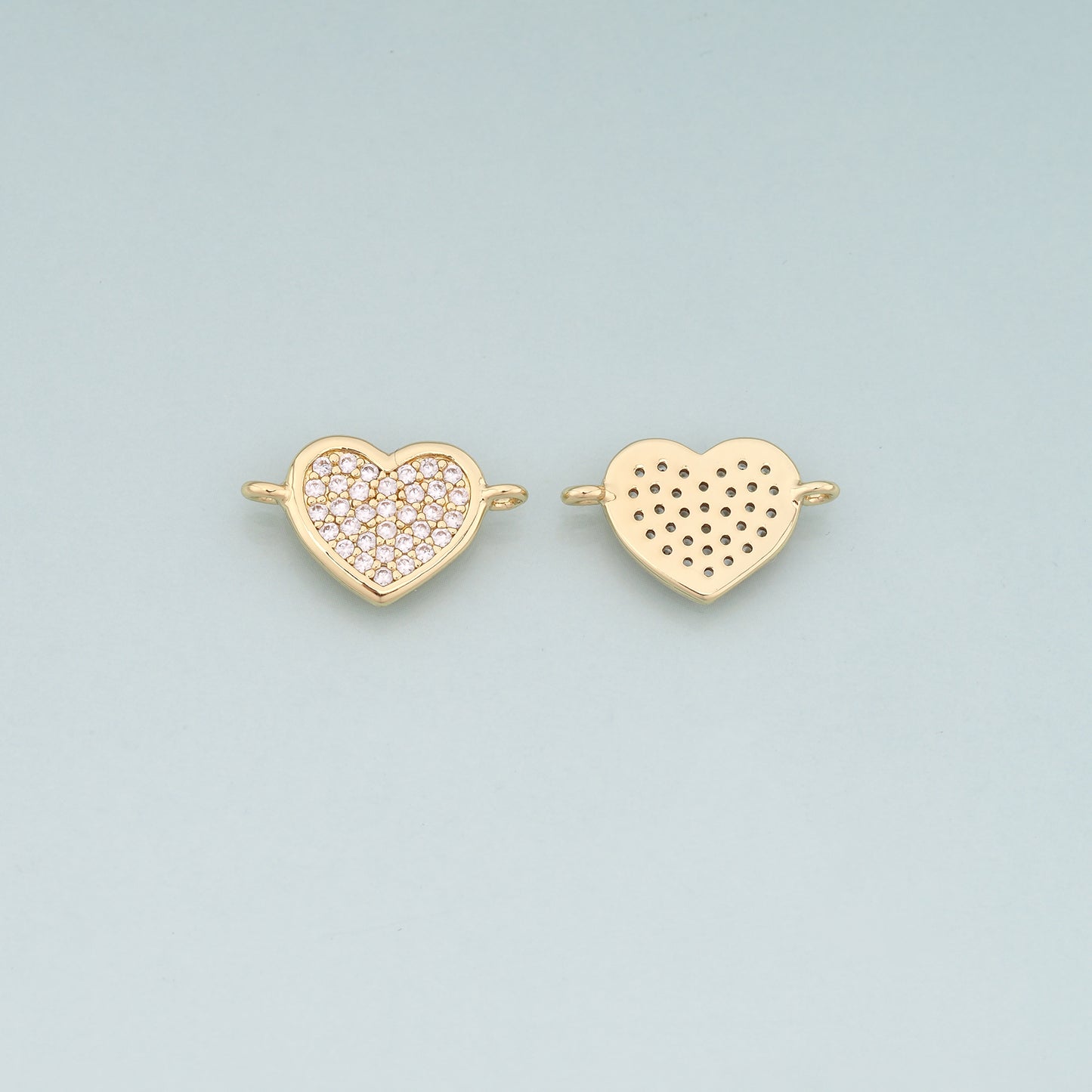 Gold heart Connector,18K Gold Filled Heart Pendant,CZ Heart Charm Bracelet Necklace for DIY Jewelry Making Supply