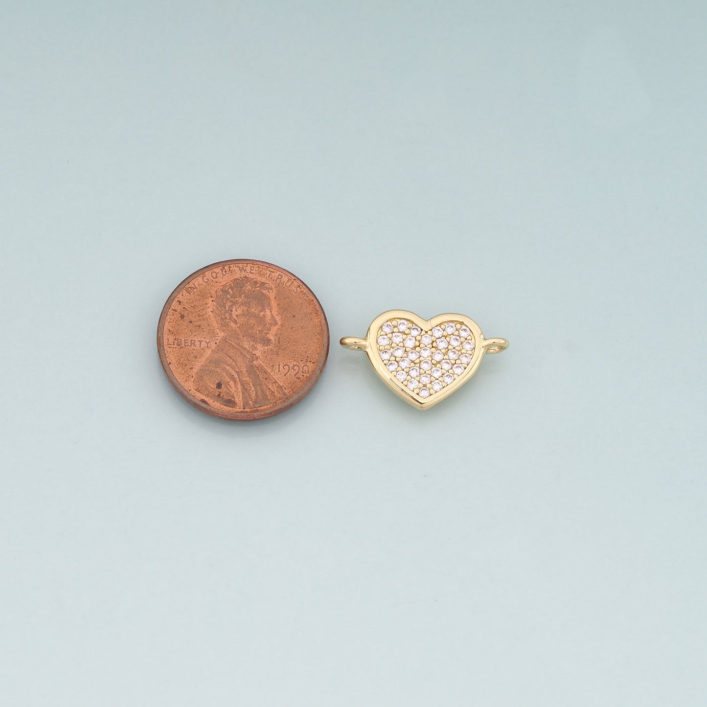 Gold heart Connector,18K Gold Filled Heart Pendant,CZ Heart Charm Bracelet Necklace for DIY Jewelry Making Supply