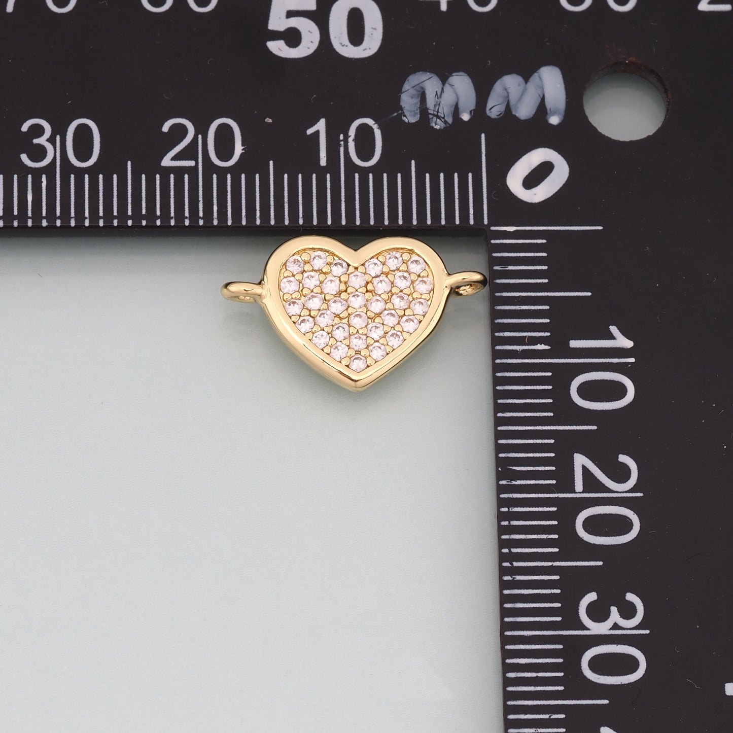 Gold heart Connector,18K Gold Filled Heart Pendant,CZ Heart Charm Bracelet Necklace for DIY Jewelry Making Supply