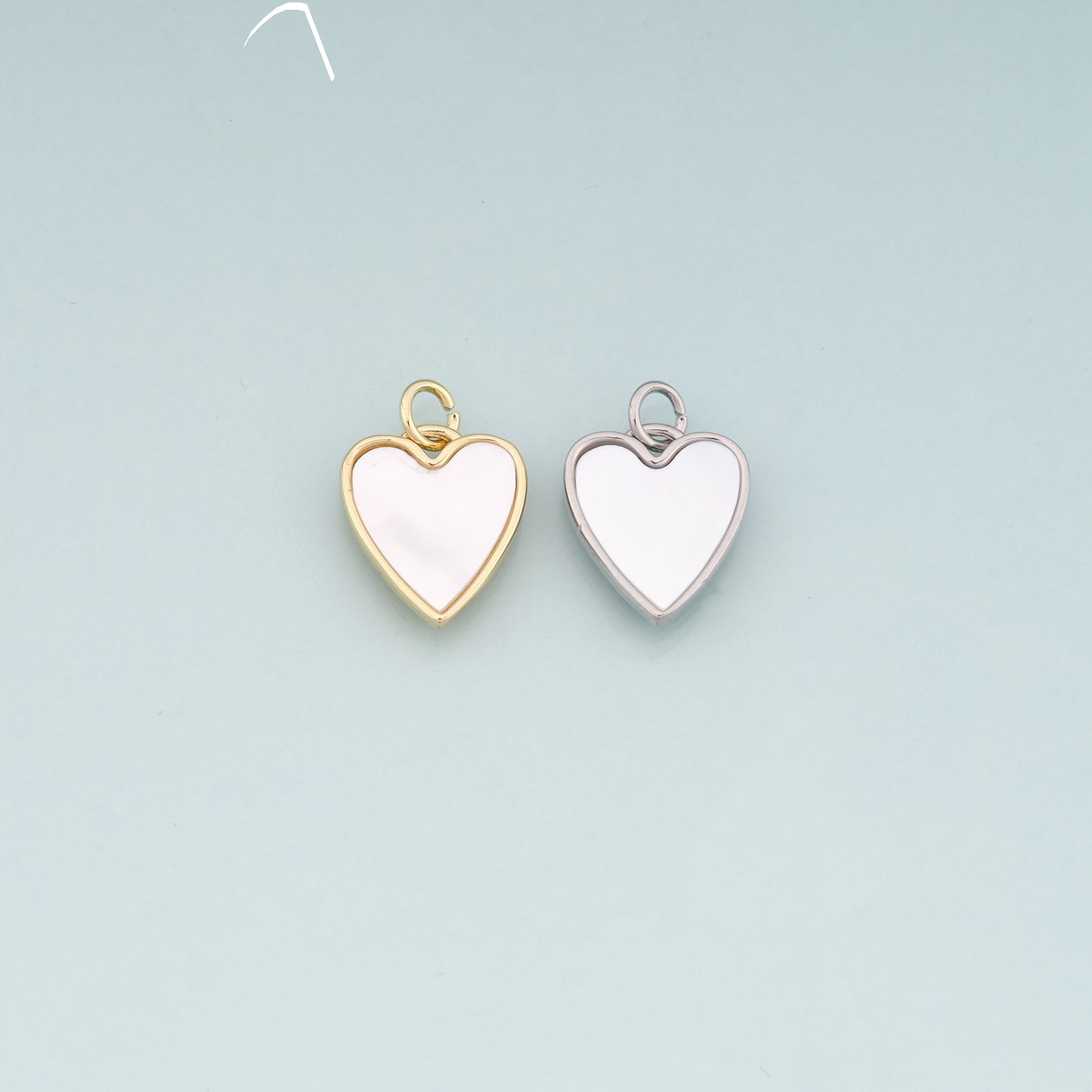 18K Gold Filled Shell Heart Pendant,Heart Charm Bracelet Necklace for DIY Jewelry Making Supply
