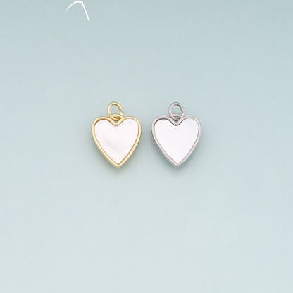 18K Gold Filled Shell Heart Pendant,Heart Charm Bracelet Necklace for DIY Jewelry Making Supply