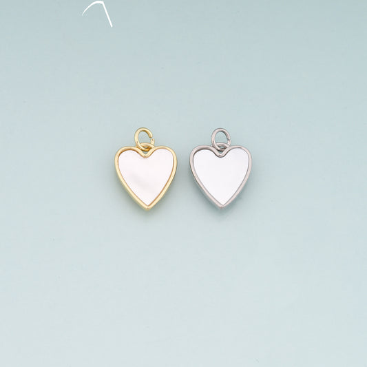 18K Gold Filled Shell Heart Pendant,Heart Charm Bracelet Necklace for DIY Jewelry Making Supply