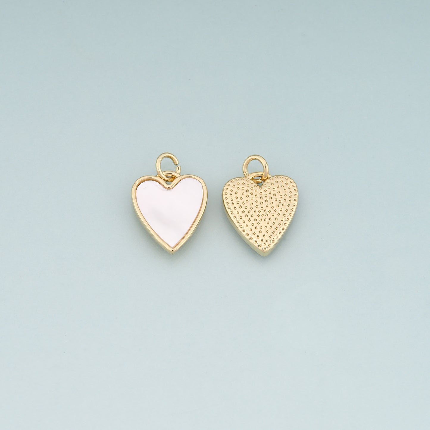 18K Gold Filled Shell Heart Pendant,Heart Charm Bracelet Necklace for DIY Jewelry Making Supply