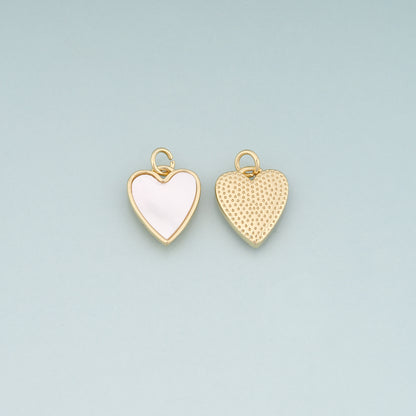18K Gold Filled Shell Heart Pendant,Heart Charm Bracelet Necklace for DIY Jewelry Making Supply