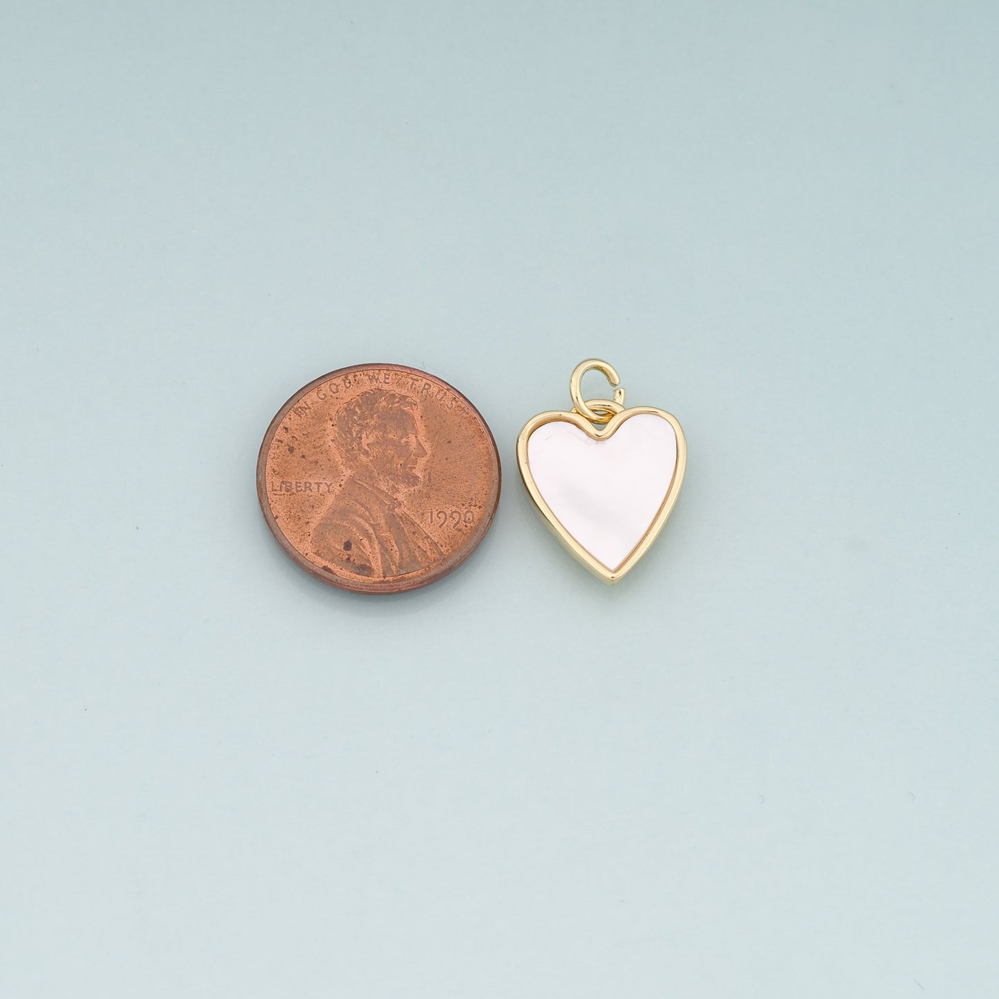 18K Gold Filled Shell Heart Pendant,Heart Charm Bracelet Necklace for DIY Jewelry Making Supply