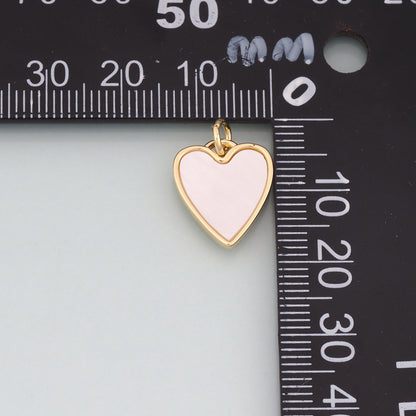 18K Gold Filled Shell Heart Pendant,Heart Charm Bracelet Necklace for DIY Jewelry Making Supply