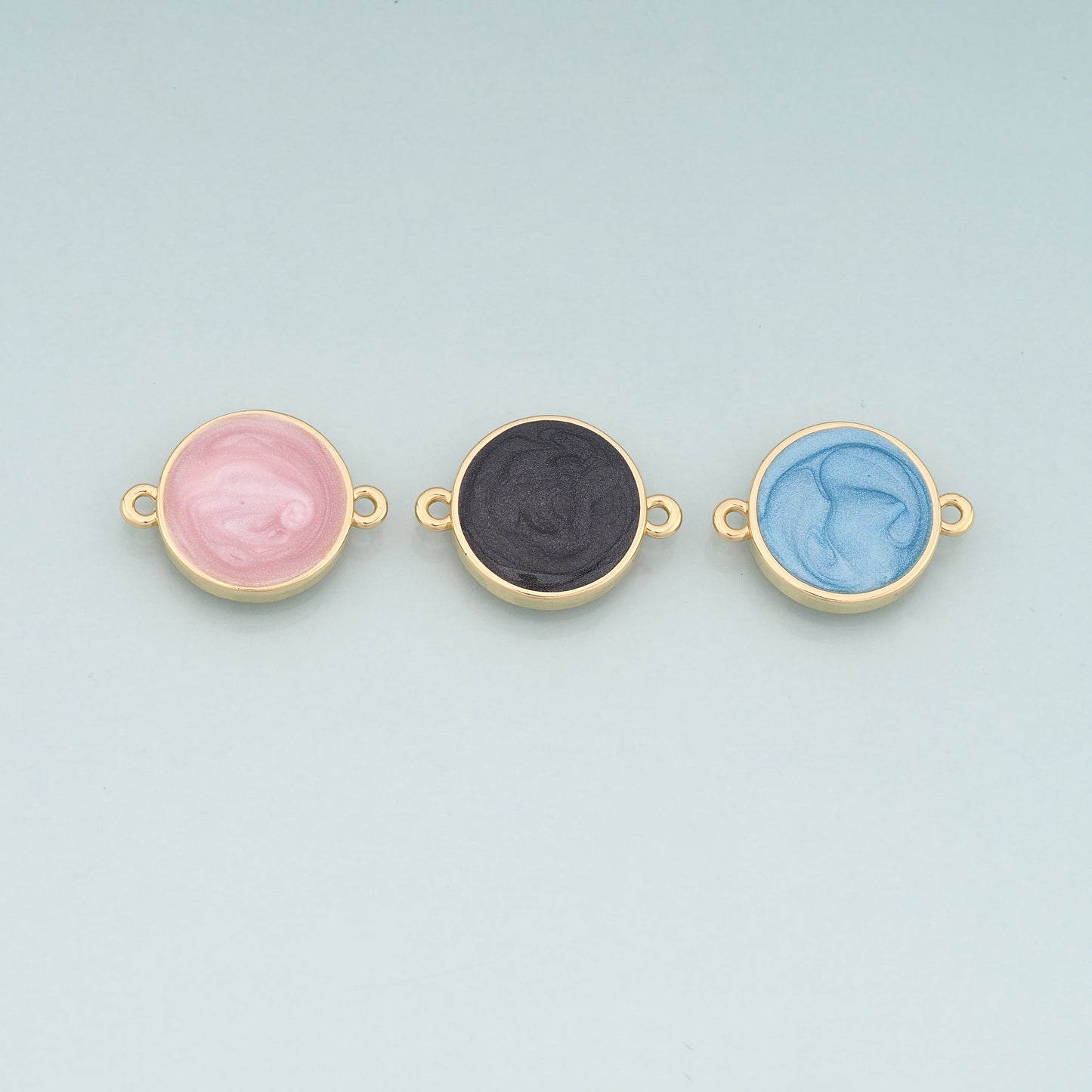Gold Round Connector,18K Gold Filled Round Pendant,Enamel Round Charm Bracelet Necklace for DIY Jewelry Making Supply