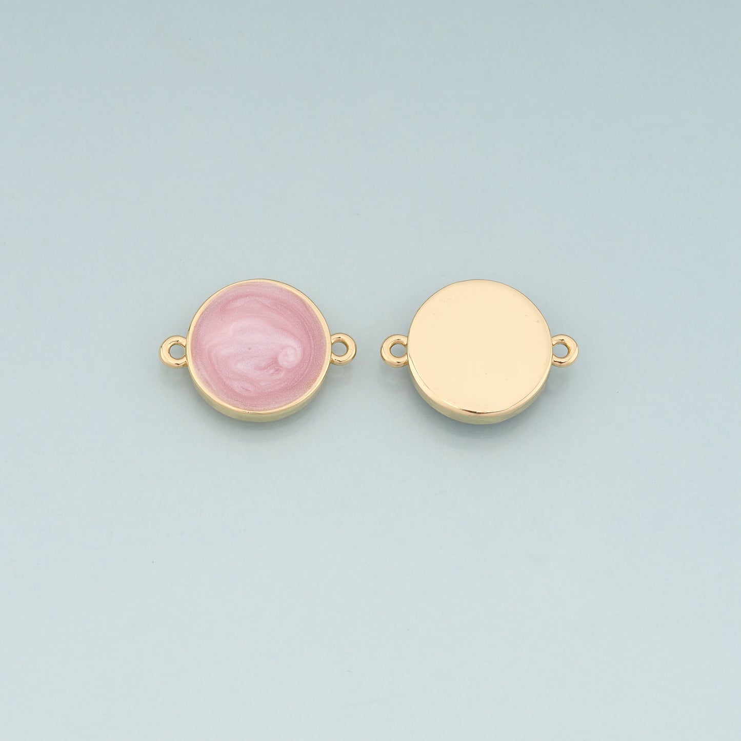 Gold Round Connector,18K Gold Filled Round Pendant,Enamel Round Charm Bracelet Necklace for DIY Jewelry Making Supply
