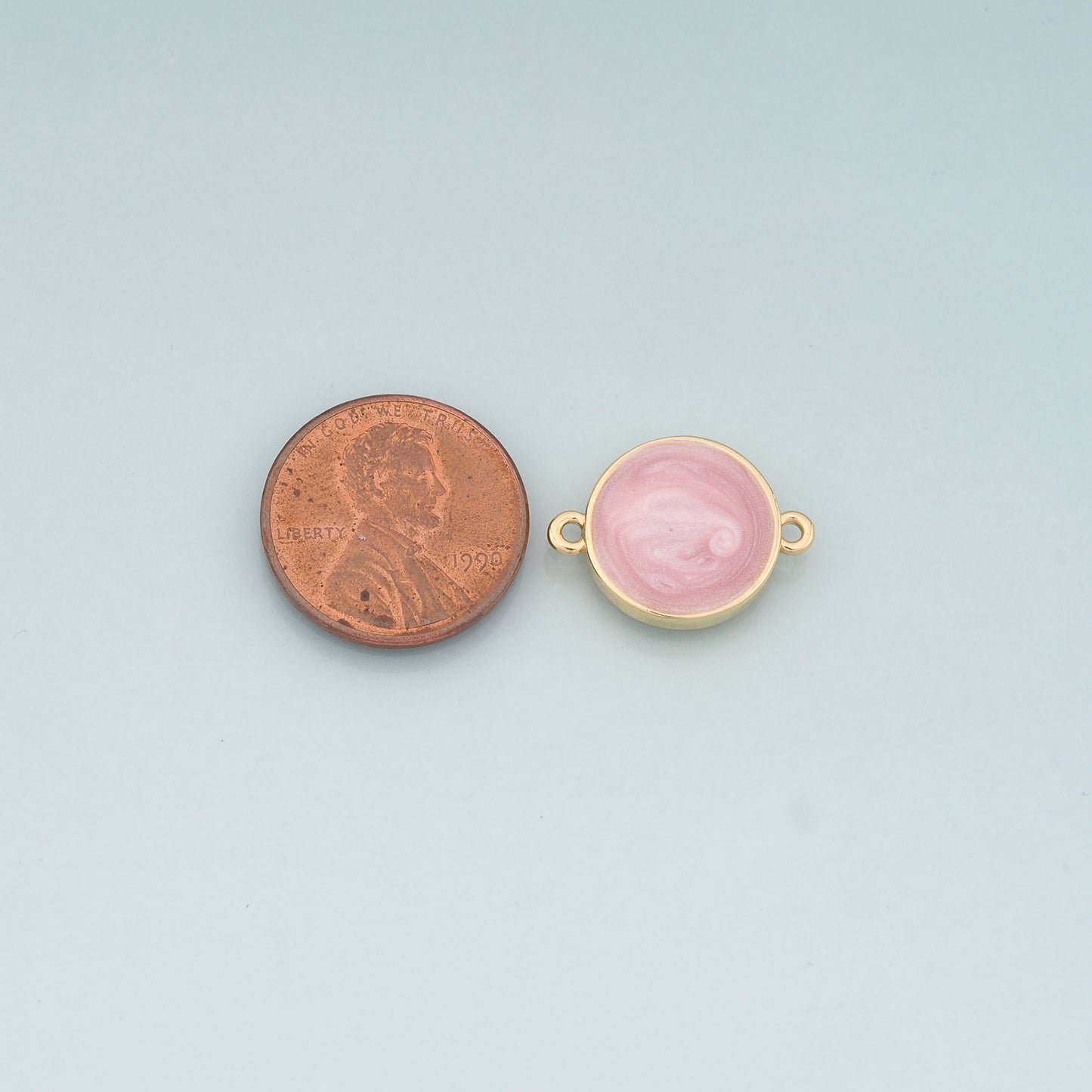 Gold Round Connector,18K Gold Filled Round Pendant,Enamel Round Charm Bracelet Necklace for DIY Jewelry Making Supply