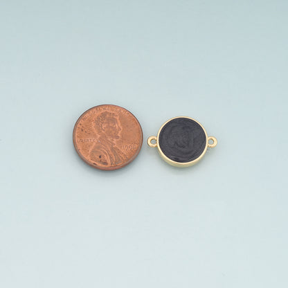 Gold Round Connector,18K Gold Filled Round Pendant,Enamel Round Charm Bracelet Necklace for DIY Jewelry Making Supply