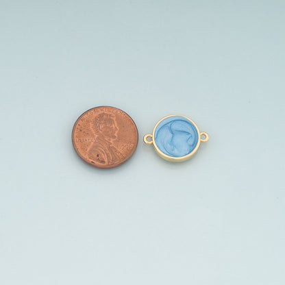 Gold Round Connector,18K Gold Filled Round Pendant,Enamel Round Charm Bracelet Necklace for DIY Jewelry Making Supply