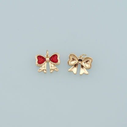 Gold Bow Charms,18K Gold Filled Bow Pendant,bow tie Charm Bracelet Necklace for DIY Jewelry Making Supply