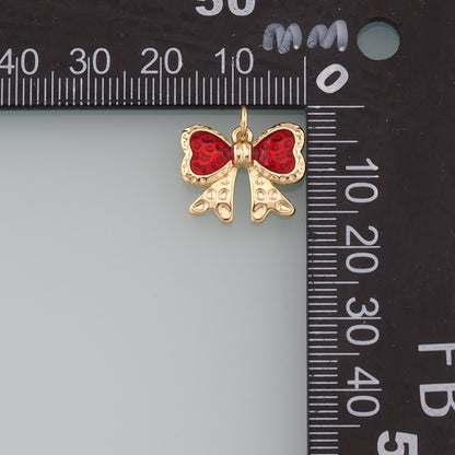 Gold Bow Charms,18K Gold Filled Bow Pendant,bow tie Charm Bracelet Necklace for DIY Jewelry Making Supply