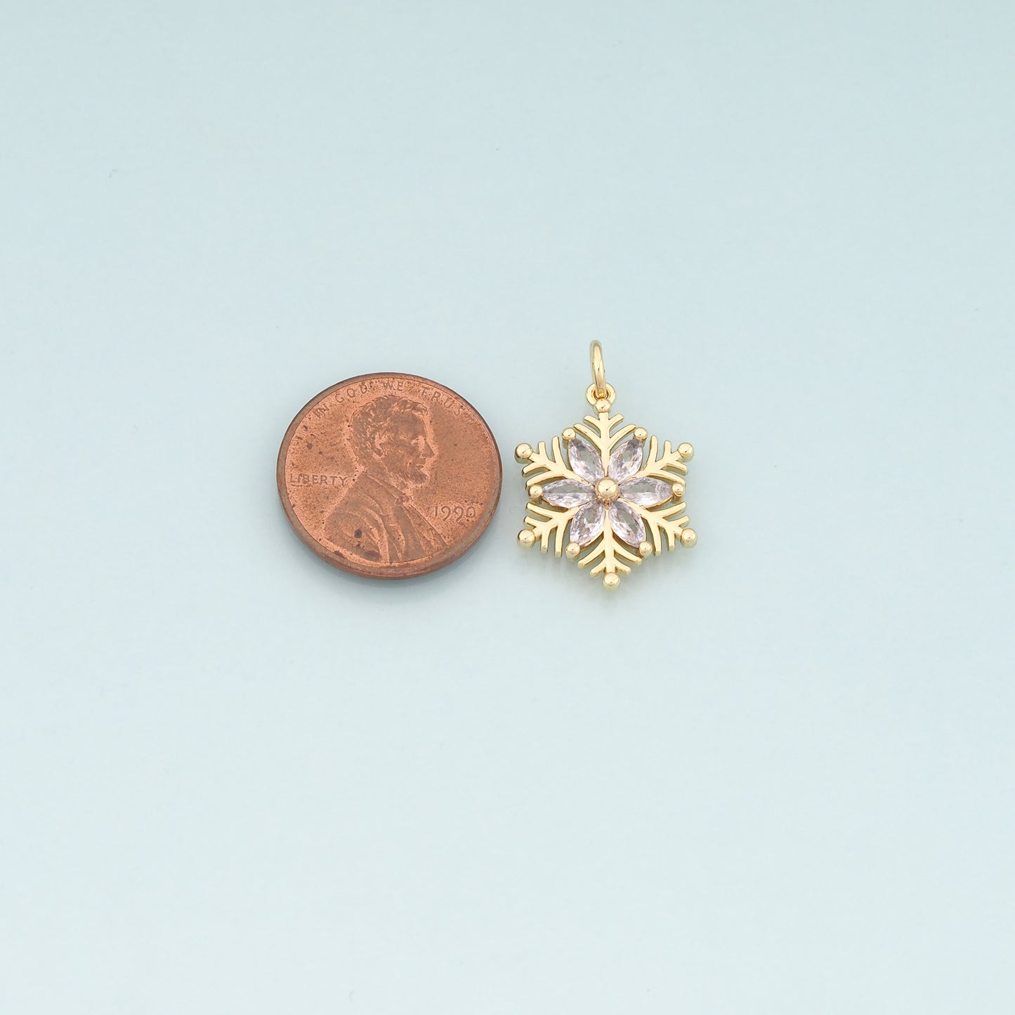 Gold Christmas Charms,18K Gold Filled CZ Micro Pave Christmas snowflake Pendant Charm Bracelet Necklace for DIY Jewelry Making Supply