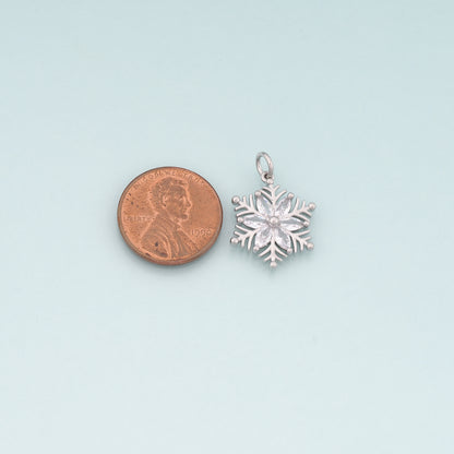 Gold Christmas Charms,18K Gold Filled CZ Micro Pave Christmas snowflake Pendant Charm Bracelet Necklace for DIY Jewelry Making Supply