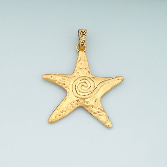 Gold Starfish Charms,18K Gold Filled Big Sea star Pendant,Starfish Charm Bracelet Necklace for DIY Jewelry Making Supply