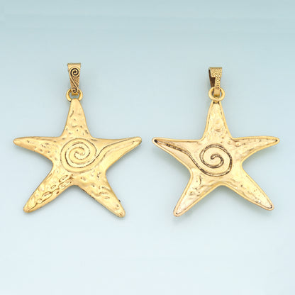 Gold Starfish Charms,18K Gold Filled Big Sea star Pendant,Starfish Charm Bracelet Necklace for DIY Jewelry Making Supply