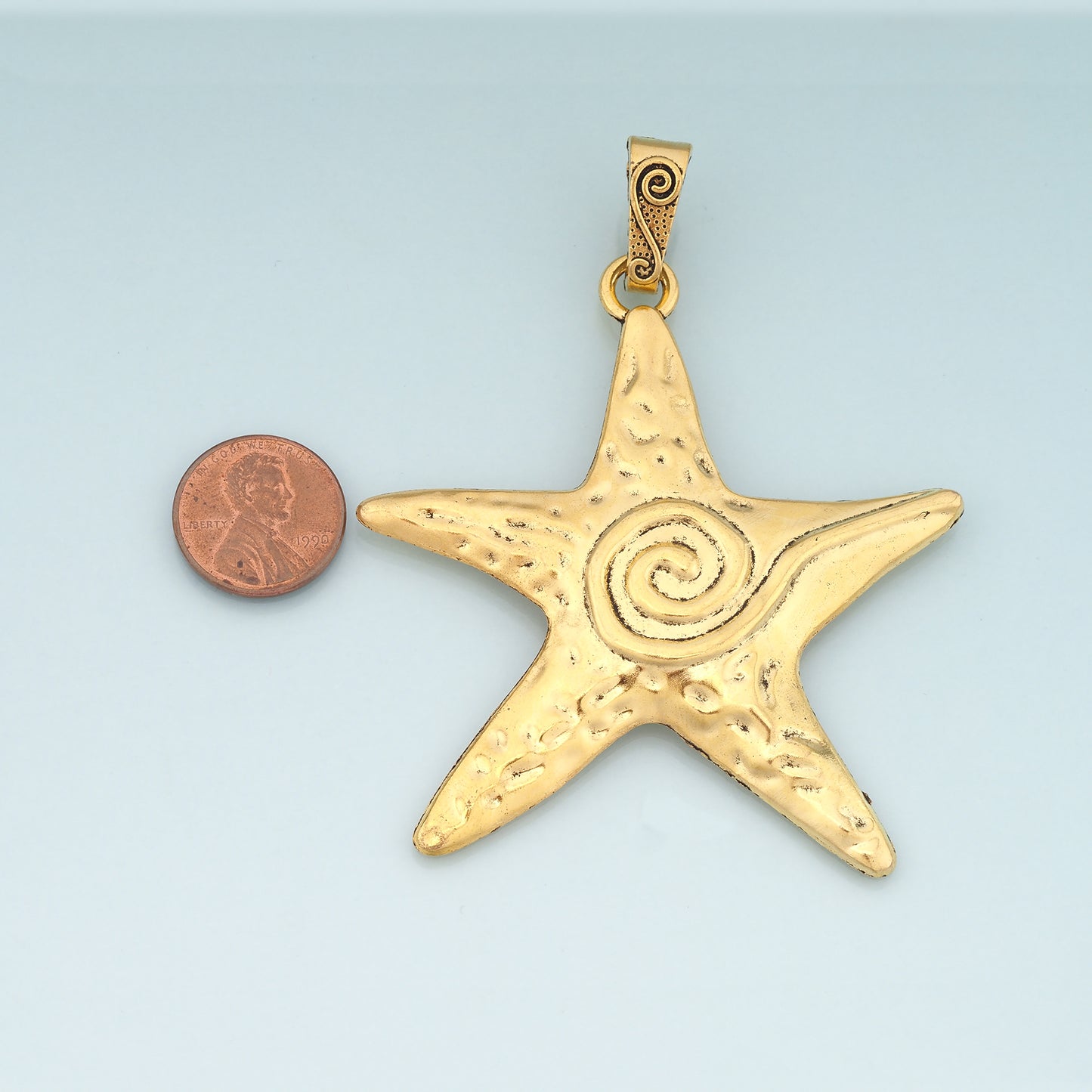 Gold Starfish Charms,18K Gold Filled Big Sea star Pendant,Starfish Charm Bracelet Necklace for DIY Jewelry Making Supply