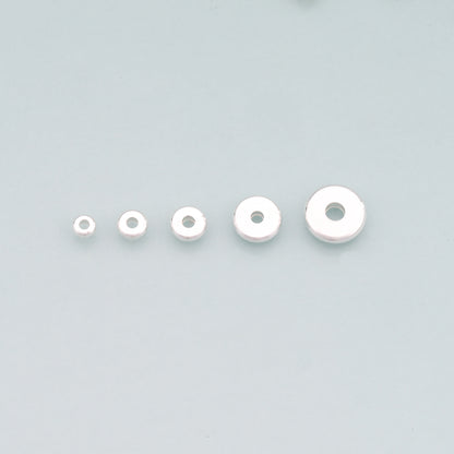 100pcs 925 Silver Flat Round Spacer Beads,Bracelet Beads,Disc Spacer Beads for Bracelet Jewelry Necklace Making Supply