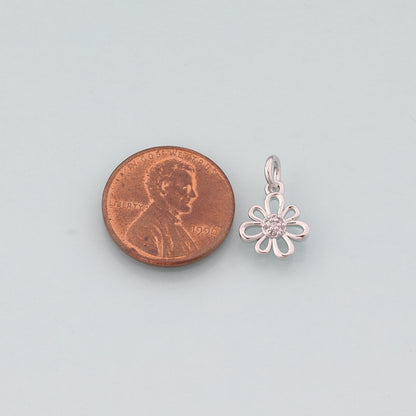 Gold Flower Charms,18K Gold Filled Flower Pendant,CZ Micro Pave Flower Charm Bracelet Necklace for DIY Jewelry Making Supply