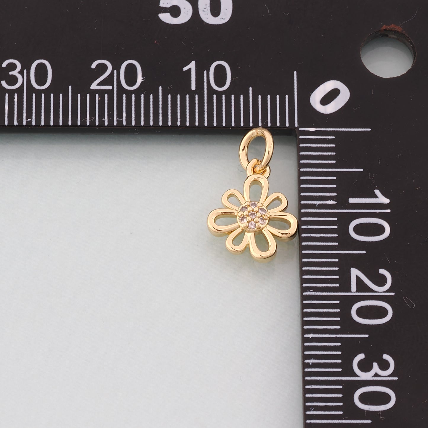 Gold Flower Charms,18K Gold Filled Flower Pendant,CZ Micro Pave Flower Charm Bracelet Necklace for DIY Jewelry Making Supply