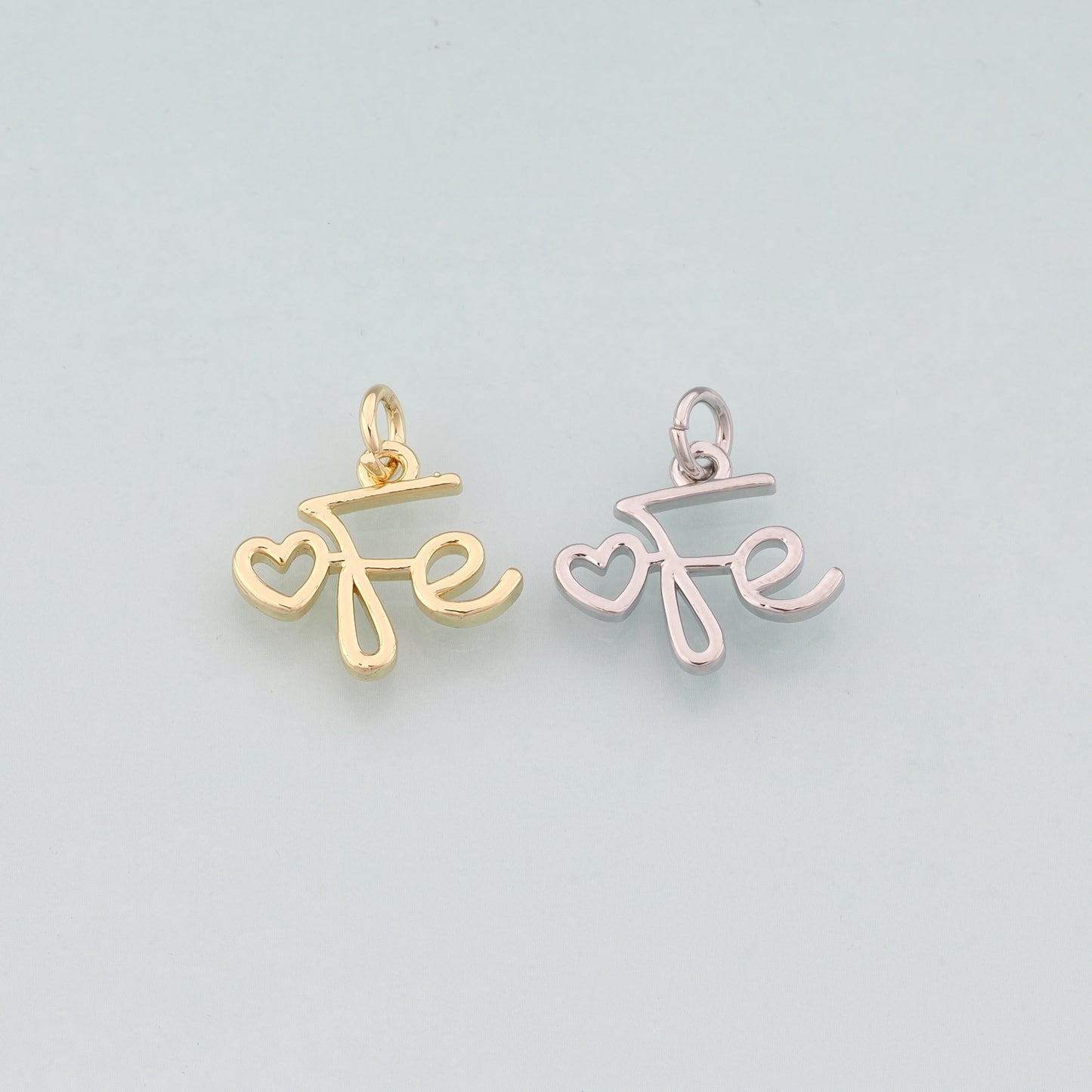 18K Gold Filled Fe Pendant,Dainty Fe Charm Bracelet Necklace for DIY Jewelry Making Supply