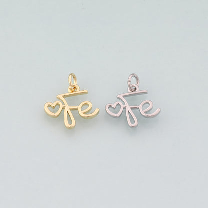 18K Gold Filled Fe Pendant,Dainty Fe Charm Bracelet Necklace for DIY Jewelry Making Supply