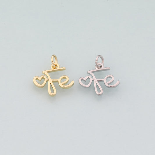18K Gold Filled Fe Pendant,Dainty Fe Charm Bracelet Necklace for DIY Jewelry Making Supply
