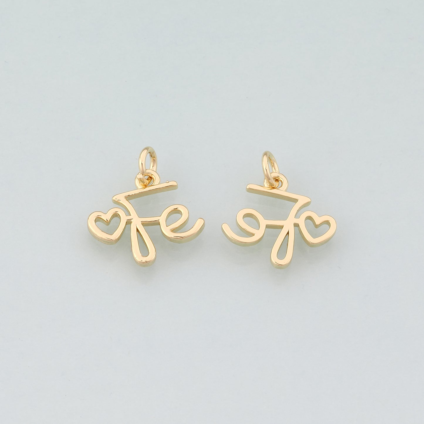 18K Gold Filled Fe Pendant,Dainty Fe Charm Bracelet Necklace for DIY Jewelry Making Supply