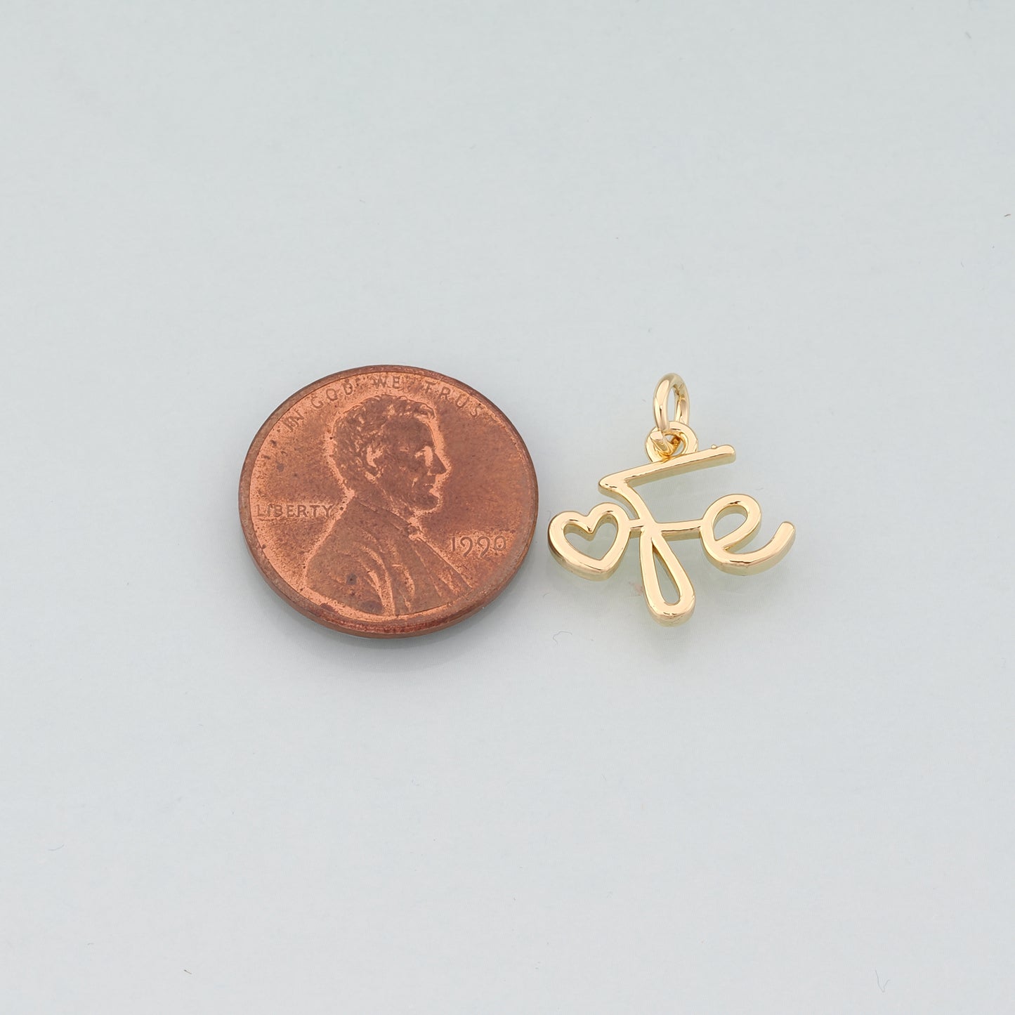 18K Gold Filled Fe Pendant,Dainty Fe Charm Bracelet Necklace for DIY Jewelry Making Supply