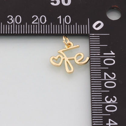 18K Gold Filled Fe Pendant,Dainty Fe Charm Bracelet Necklace for DIY Jewelry Making Supply