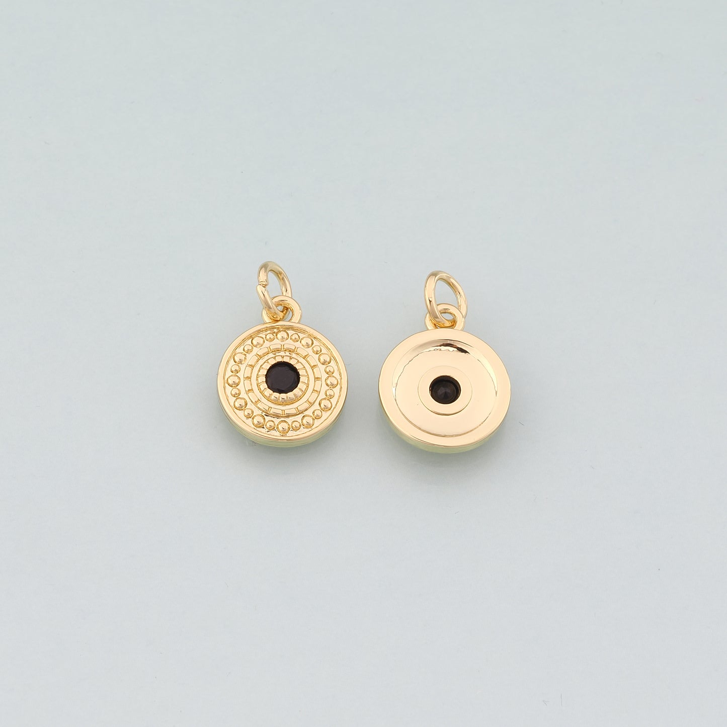 18K Gold Filled Round Evil Eye Pendant,CZ Micro Pave Evil Eye Charm Bracelet Necklace for DIY Jewelry Making Supply