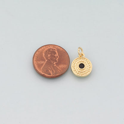 18K Gold Filled Round Evil Eye Pendant,CZ Micro Pave Evil Eye Charm Bracelet Necklace for DIY Jewelry Making Supply