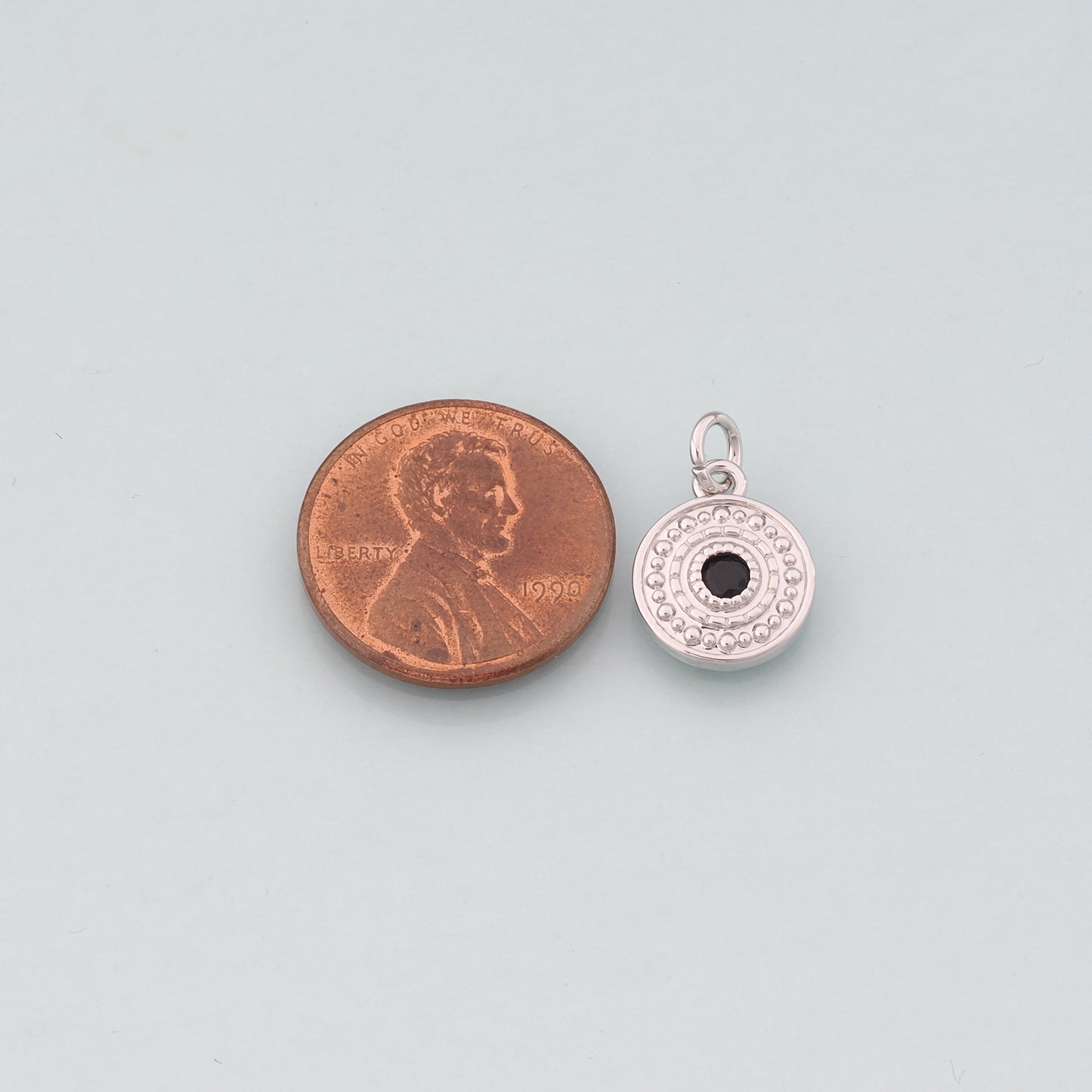 18K Gold Filled Round Evil Eye Pendant,CZ Micro Pave Evil Eye Charm Bracelet Necklace for DIY Jewelry Making Supply