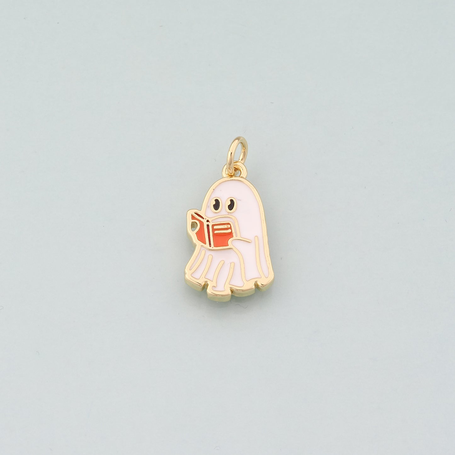 Gold Ghost Charms,18K Gold Filled Ghost Pendant,Halloween Charm Bracelet Necklace for DIY Jewelry Making Supply