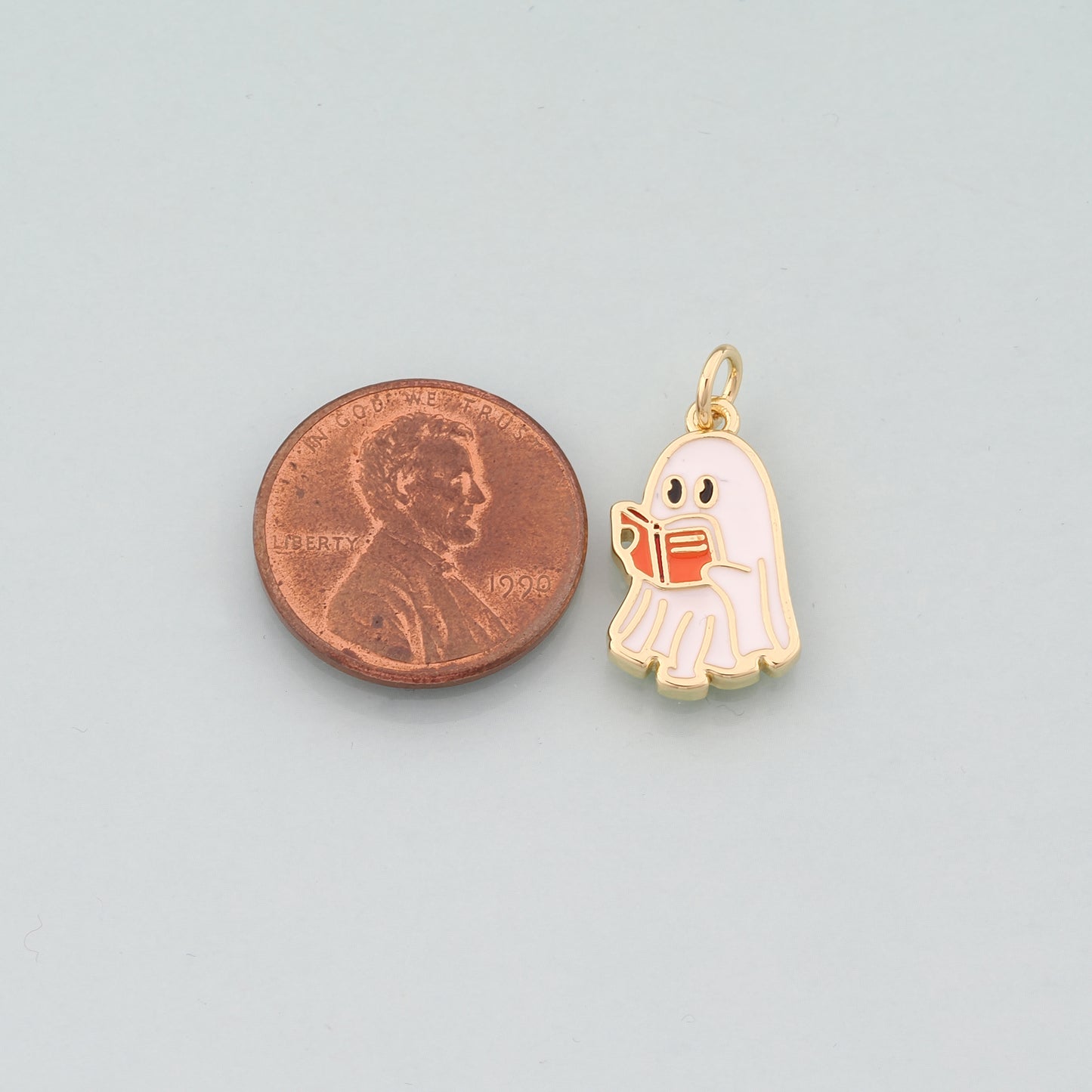 Gold Ghost Charms,18K Gold Filled Ghost Pendant,Halloween Charm Bracelet Necklace for DIY Jewelry Making Supply